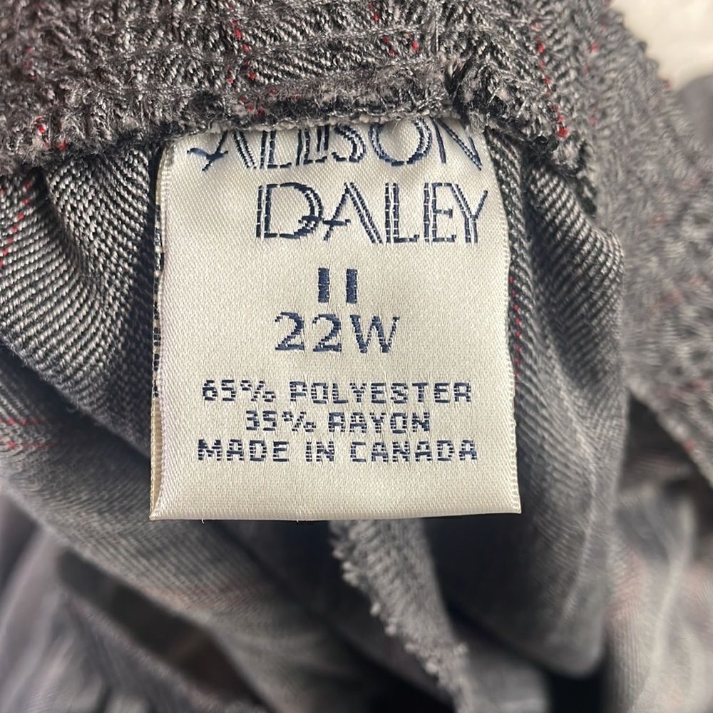Allison Daley Gray Black Red Pinstriped Dress Pants Elastic Waist  22W Vintage - Picture 7 of 10
